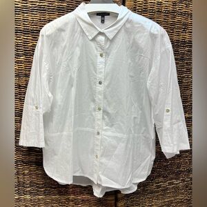 Eileen Fisher White Shirt- Organic Cotton Blend- Size: Large‎